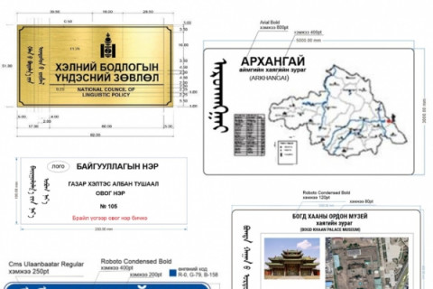 Гудамж, зам, талбай, байгууллагын хаяг нь үндэсний бичиг, кирилл хослуулах стандарттай