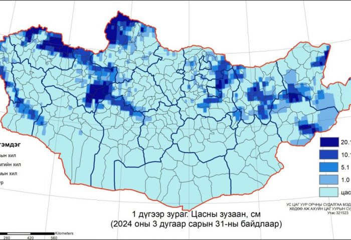 Нийт нутгийн 30 орчим хувьд цастай байна