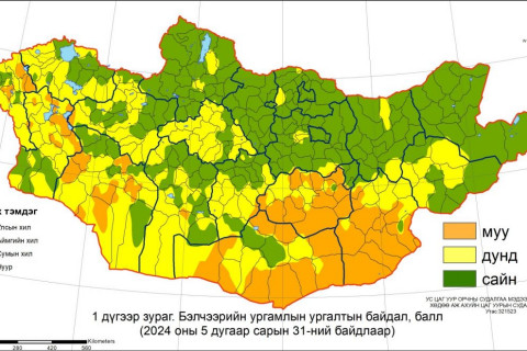 Бэлчээрийн ургамлын ургалт нийт нутгийн 50 орчим хувьд хэвийн бусад нутгаар дунд байна