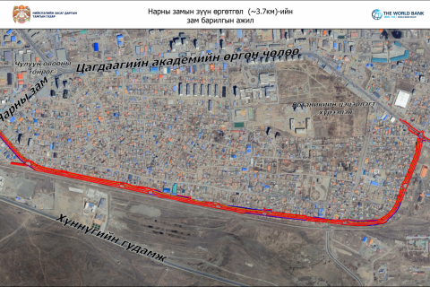 Нарны замын зүүн хэсэгт 3.7 км, Сэлбэ голын баруун эрэгт 2.7 км авто замыг цогц, гудамж замын жишгээр шинээр барина