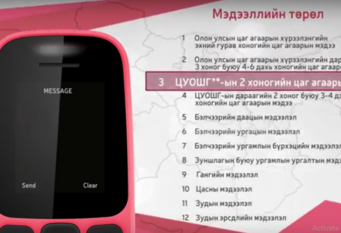 Цаг агаарын болон бэлчээрийн мэдээллийг гар утасны мессеж хэлбэрээр шуурхай хүлээн авах боломжтой